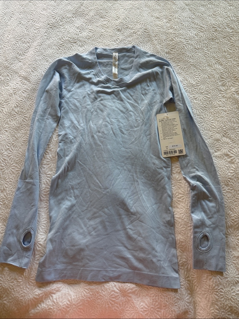 NWT Lululemon Swiftly LS crew Blue Long Sleeve Seamless Top